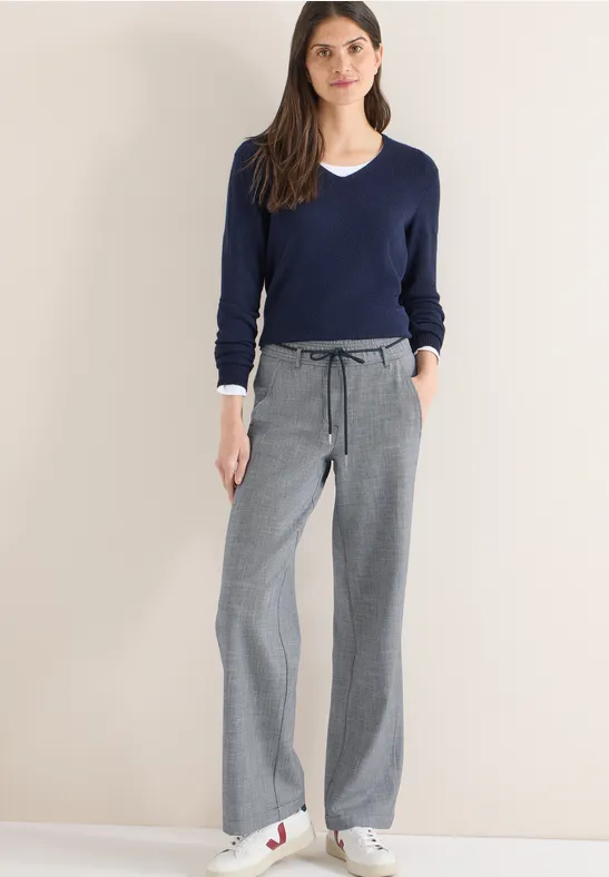 Cecil Damen Wide Leg Hose in Blau, Gr: M