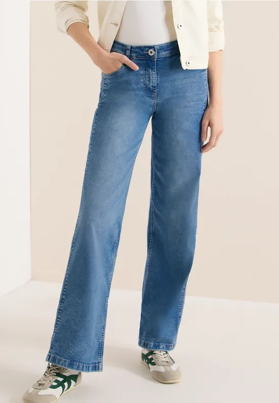 Cecil Damen Wide Leg Jeans in Blau, Gr: 26