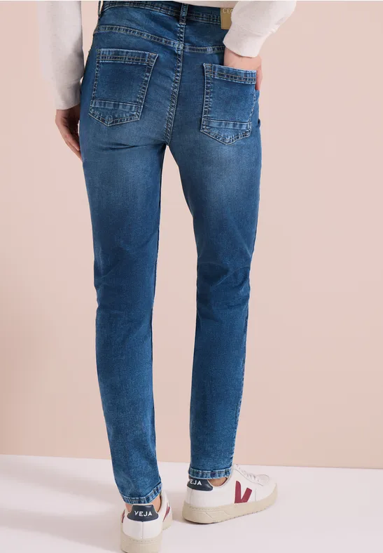 Cecil Damen High Waist Slim Leg Jeans im Slim Fit in Blau, Gr: 25