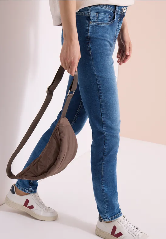 Cecil Damen High Waist Slim Leg Jeans im Slim Fit in Blau, Gr: 25