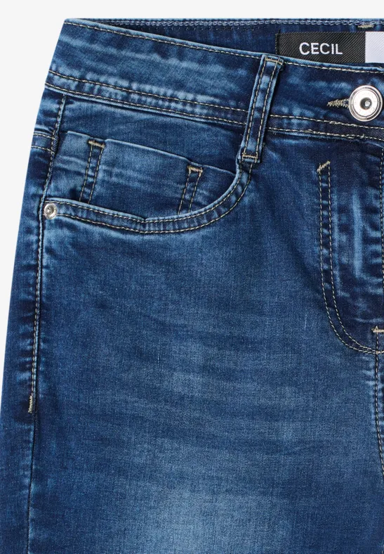 Cecil Damen High Waist Slim Leg Jeans im Slim Fit in Blau, Gr: 25