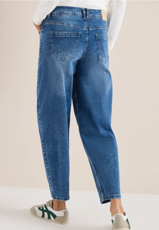Cecil Damen High Waist Barrel Leg Jeans im Loose Fit in Blau, Gr: 28