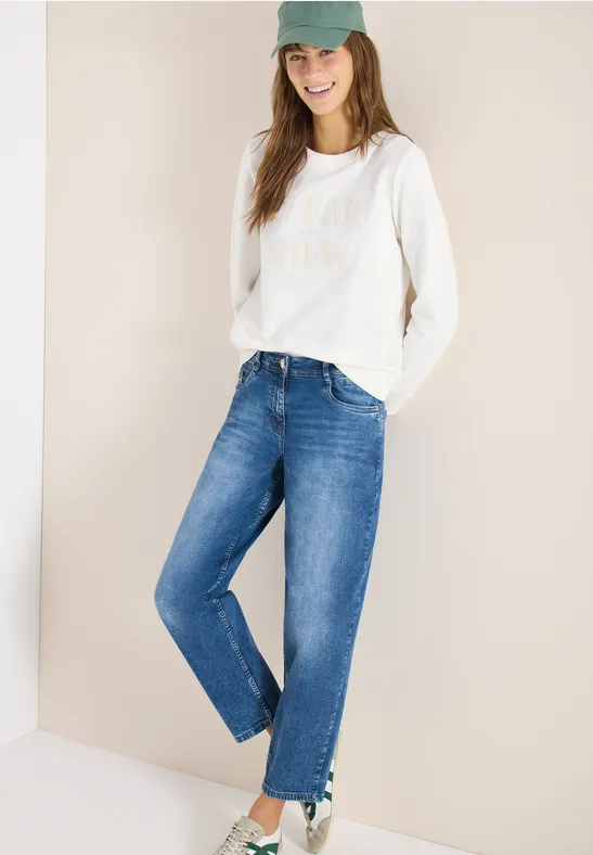 Cecil Damen High Waist Barrel Leg Jeans im Loose Fit in Blau, Gr: 28