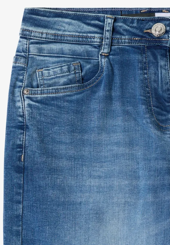Cecil Damen High Waist Barrel Leg Jeans im Loose Fit in Blau, Gr: 28