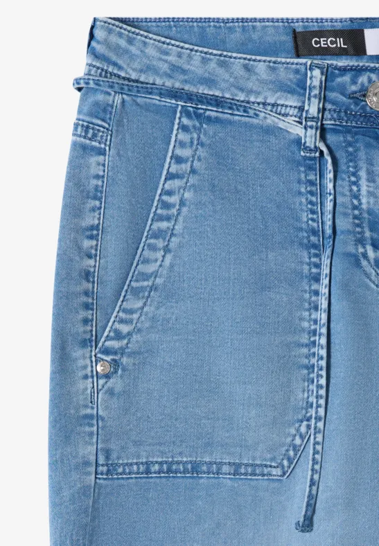 Cecil Damen Flared Wide Leg Hose im Loose Fit in Blau, Gr: 25