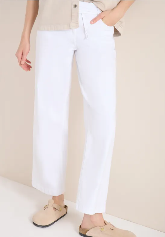 Cecil Damen High Waist Wide Leg Jeans im Loose Fit in Weiß, Gr: 25