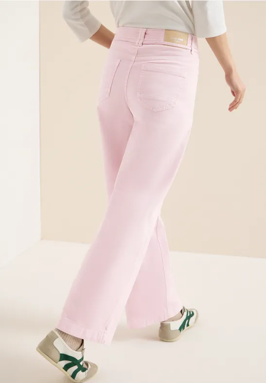 Cecil Damen High Waist Wide Leg Jeans im Loose Fit in Rosa, Gr: 26