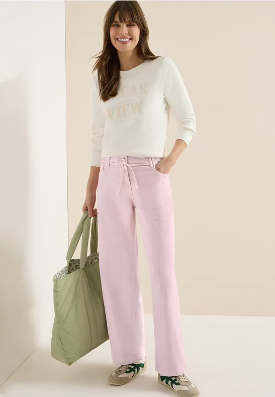 Cecil Damen High Waist Wide Leg Jeans im Loose Fit in Rosa, Gr: 26
