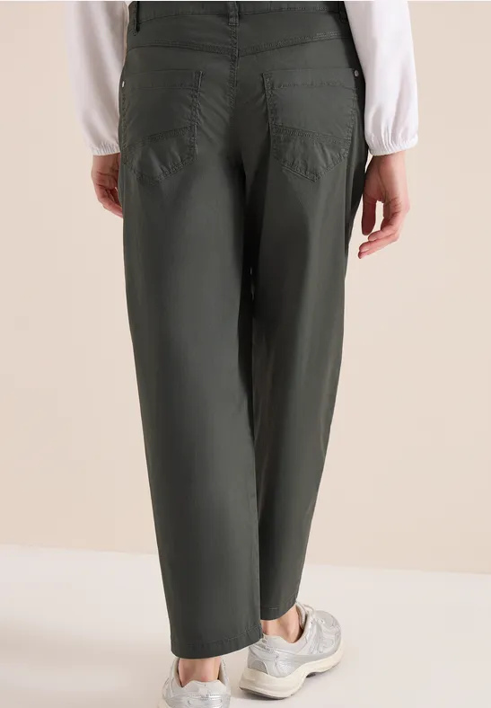 Cecil Damen Mid Waist Barrel Leg Hose im Casual Fit in Grün, Gr: 28