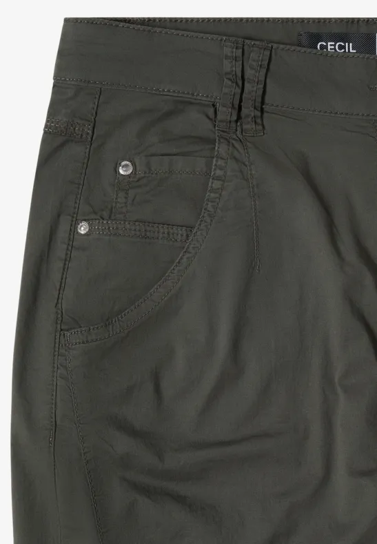 Cecil Damen Mid Waist Barrel Leg Hose im Casual Fit in Grün, Gr: 28