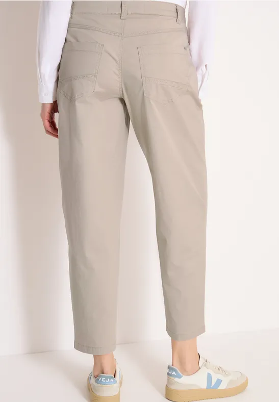 Cecil Damen Mid Waist Barrel Leg Hose im Casual Fit in Beige, Gr: 26