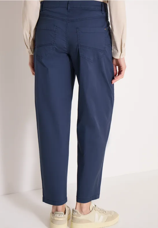 Cecil Damen Mid Waist Barrel Leg Hose im Casual Fit in Blau, Gr: 25