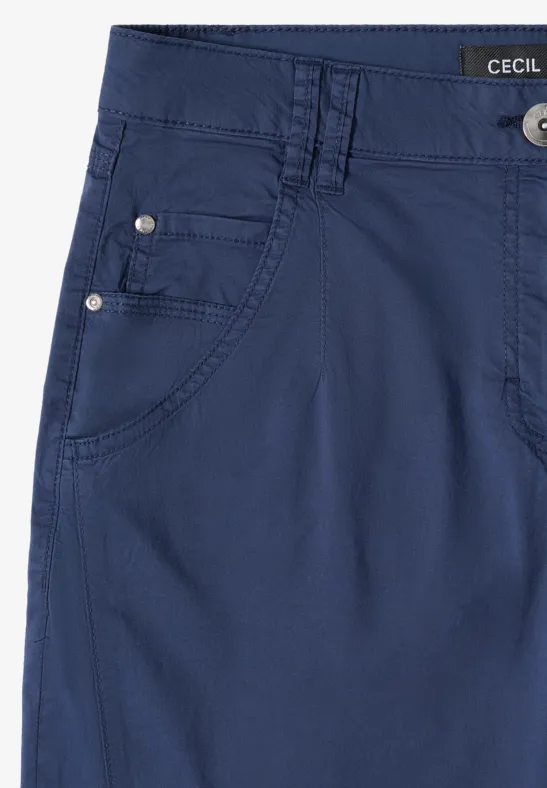 Cecil Damen Mid Waist Barrel Leg Hose im Casual Fit in Blau, Gr: 25
