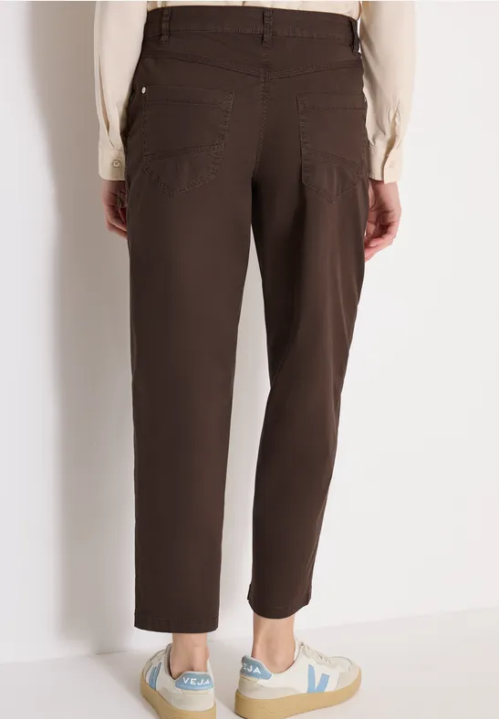 Cecil Damen Mid Waist Barrel Leg Hose im Casual Fit in Braun, Gr: 25