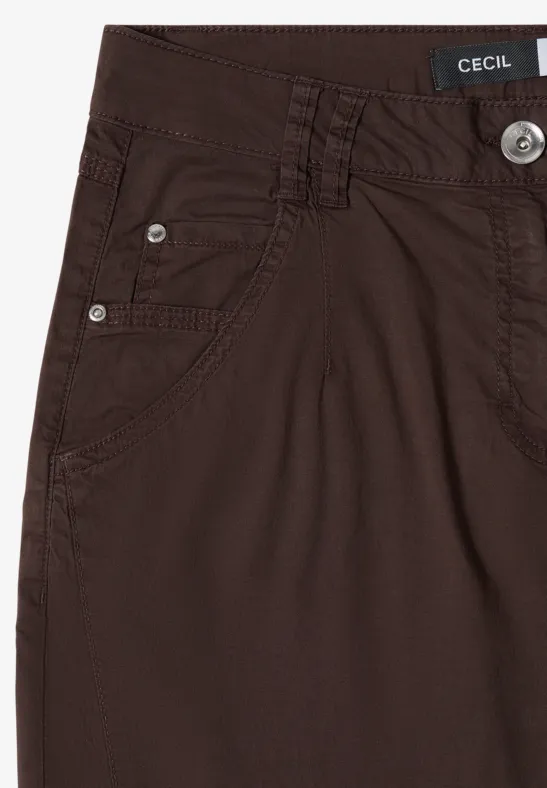 Cecil Damen Mid Waist Barrel Leg Hose im Casual Fit in Braun, Gr: 25