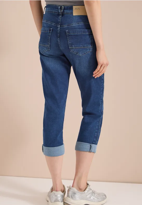 Cecil Damen Mid Waist Straight Leg Jeans im Casual Fit in Blau, Gr: 25