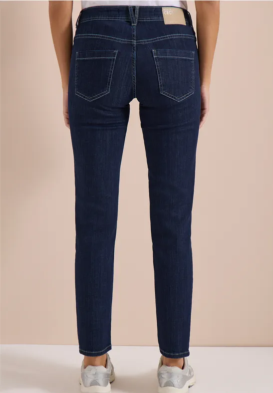 Cecil Damen Mid Waist Straight Leg Jeans im Casual Fit in Blau, Gr: 26
