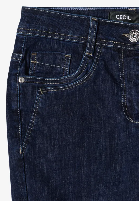 Cecil Damen Mid Waist Straight Leg Jeans im Casual Fit in Blau, Gr: 26