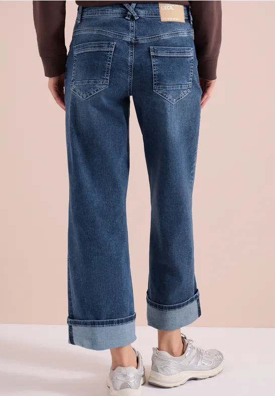 Cecil Damen High Waist Wide Leg Jeans im Slim Fit in Blau, Gr: 25
