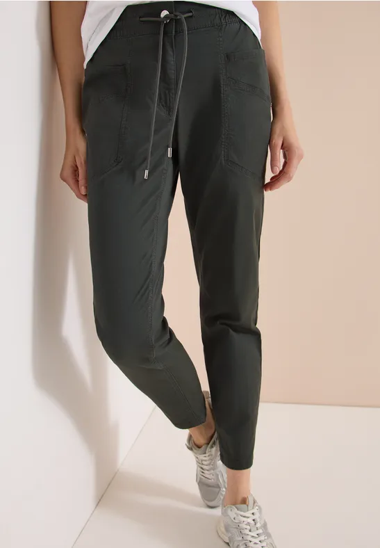 Cecil Damen Mid Waist Slim Leg Hose im Washed-Look in Grün, Gr: XXL