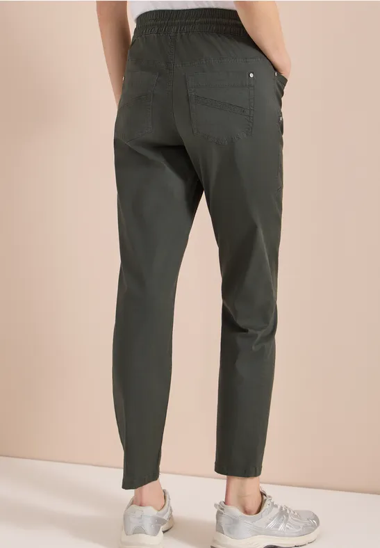 Cecil Damen Mid Waist Slim Leg Hose im Washed-Look in Grün, Gr: XXL