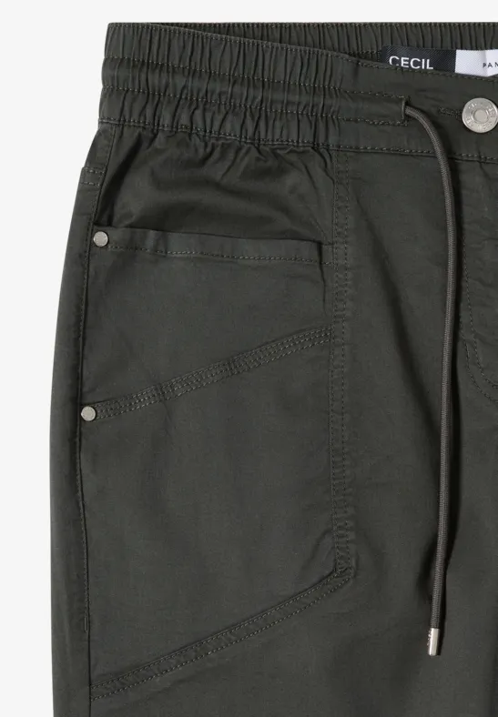 Cecil Damen Mid Waist Slim Leg Hose im Washed-Look in Grün, Gr: XXL
