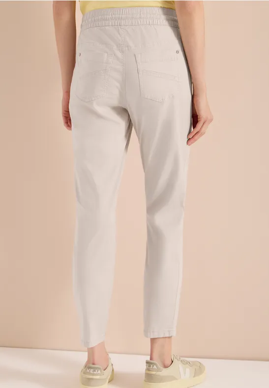 Cecil Damen Mid Waist Slim Leg Hose im Washed-Look in Beige, Gr: XXL