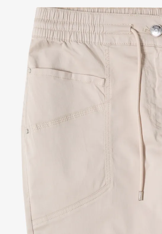 Cecil Damen Mid Waist Slim Leg Hose im Washed-Look in Beige, Gr: XXL