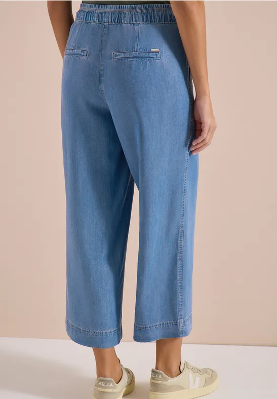Cecil Damen High Waist Wide Leg Hose im Loose Fit in Blau, Gr: XXL