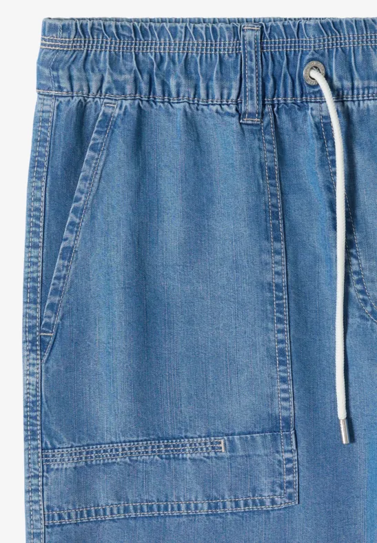 Cecil Damen High Waist Wide Leg Hose im Loose Fit in Blau, Gr: XXL