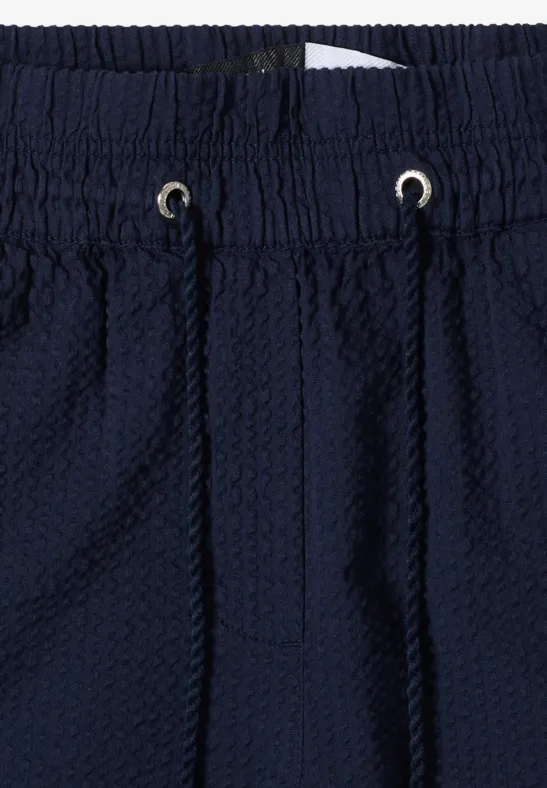Cecil Damen Wide Leg Hose in Seersuckerqualität in Blau, Gr: XXL