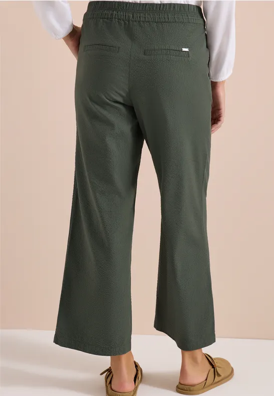 Cecil Damen Wide Leg Hose in Seersuckerqualität in Grün, Gr: XXL