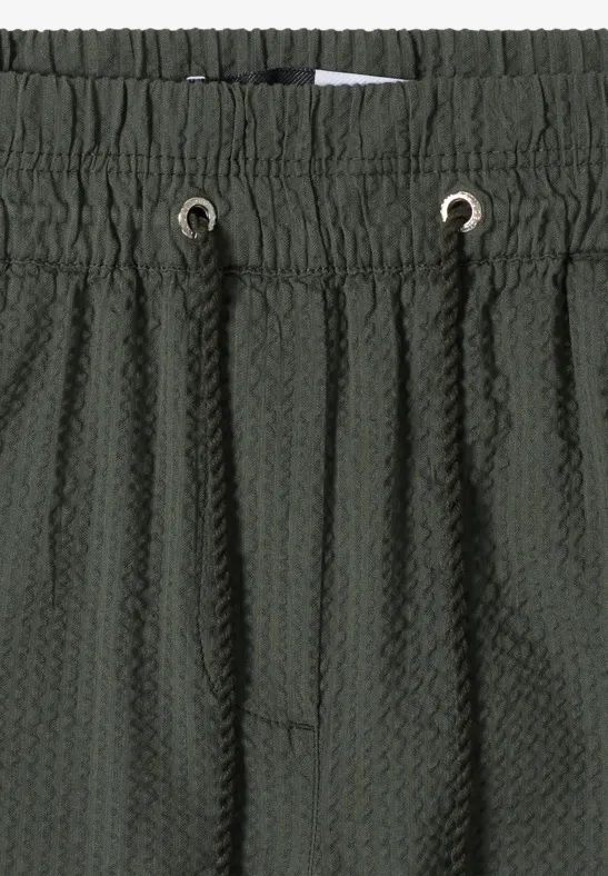 Cecil Damen Wide Leg Hose in Seersuckerqualität in Grün, Gr: XXL