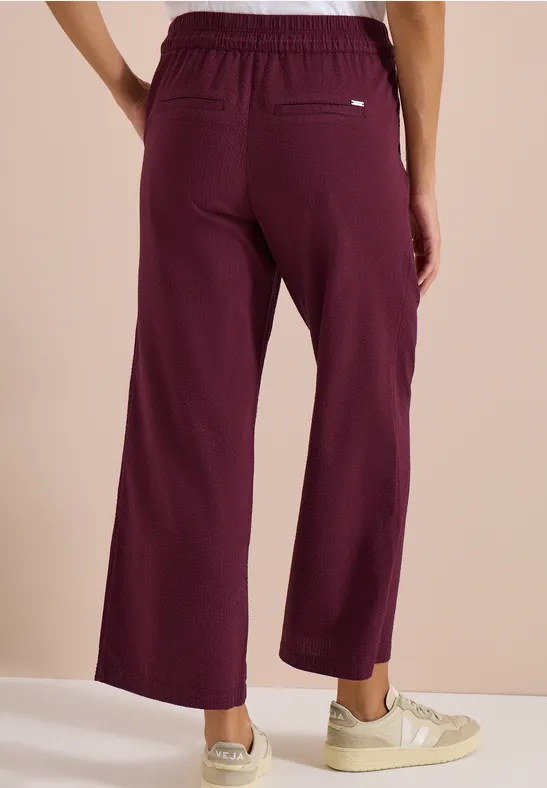 Cecil Damen Wide Leg Hose in Seersuckerqualität in Rot, Gr: XXL