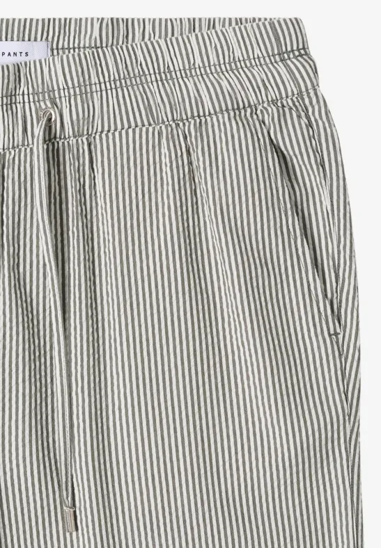 Cecil Damen Wide Leg Hose in Seersuckerqualität in Grün, Gr: XXL