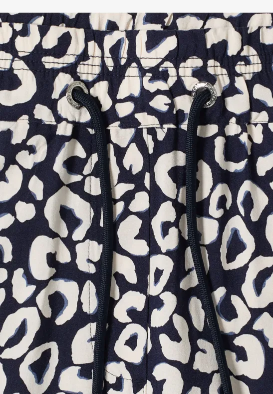 Cecil Damen Wide Leg Hose im Loose Fit mit Leo-Print in Blau, Gr: XXL