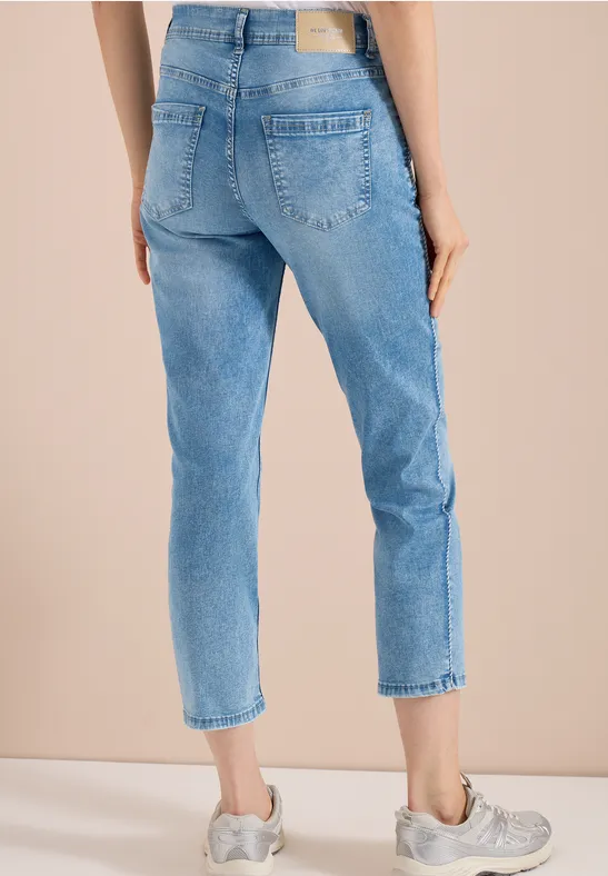 Cecil Damen High Waist Straight Leg Jeans im Slim Fit in Blau, Gr: 25