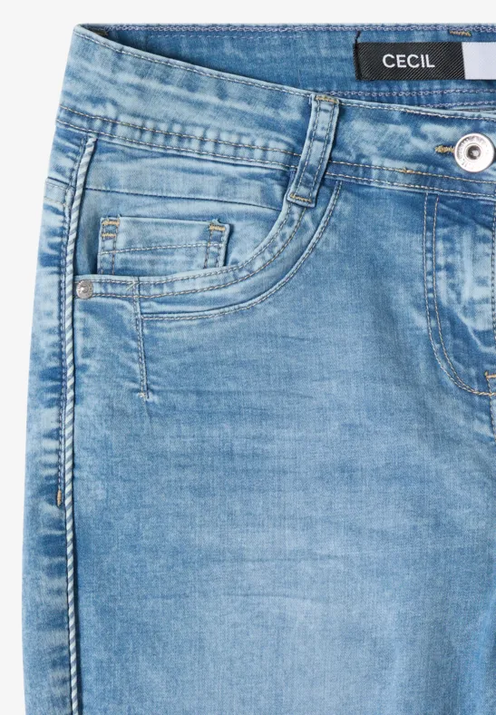 Cecil Damen High Waist Straight Leg Jeans im Slim Fit in Blau, Gr: 25