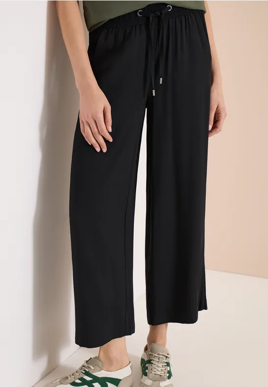 Cecil Damen High Waist Wide Leg Hose im Loose Fit in Schwarz, Gr: XXL