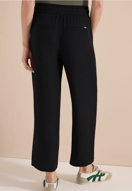 Cecil Damen High Waist Wide Leg Hose im Loose Fit in Schwarz, Gr: XXL
