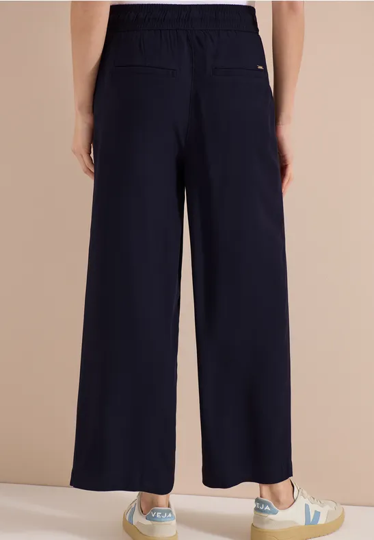 Cecil Damen High Waist Wide Leg Hose im Loose Fit in Blau, Gr: XXL