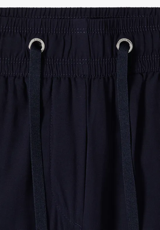 Cecil Damen High Waist Wide Leg Hose im Loose Fit in Blau, Gr: XXL