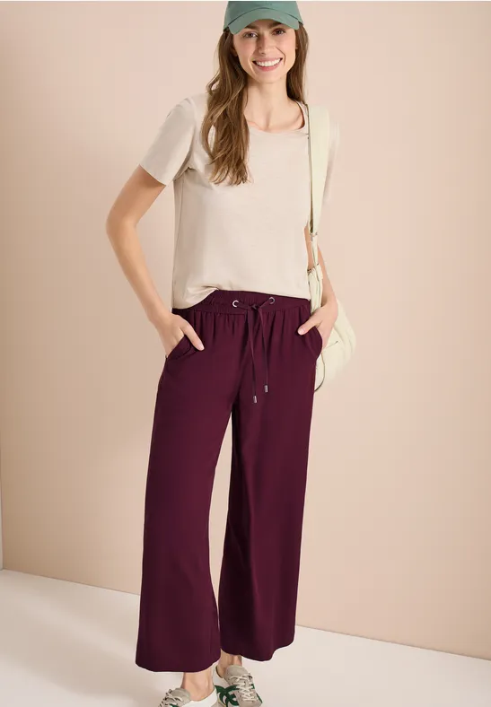 Cecil Damen High Waist Wide Leg Hose im Loose Fit in Rot, Gr: XXL