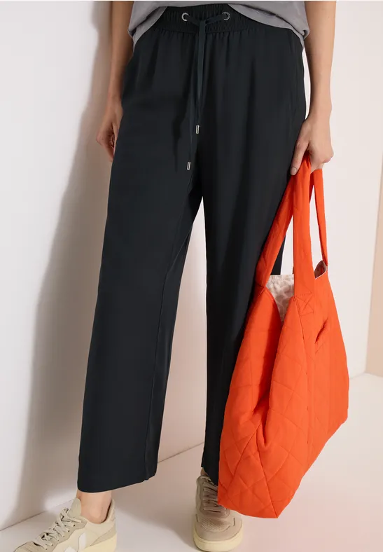 Cecil Damen High Waist Wide Leg Hose im Loose Fit in Grün, Gr: XXL