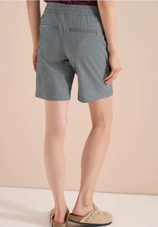 Cecil Damen Straight Leg Shorts in Seersucker Qualität in Grün, Gr: L