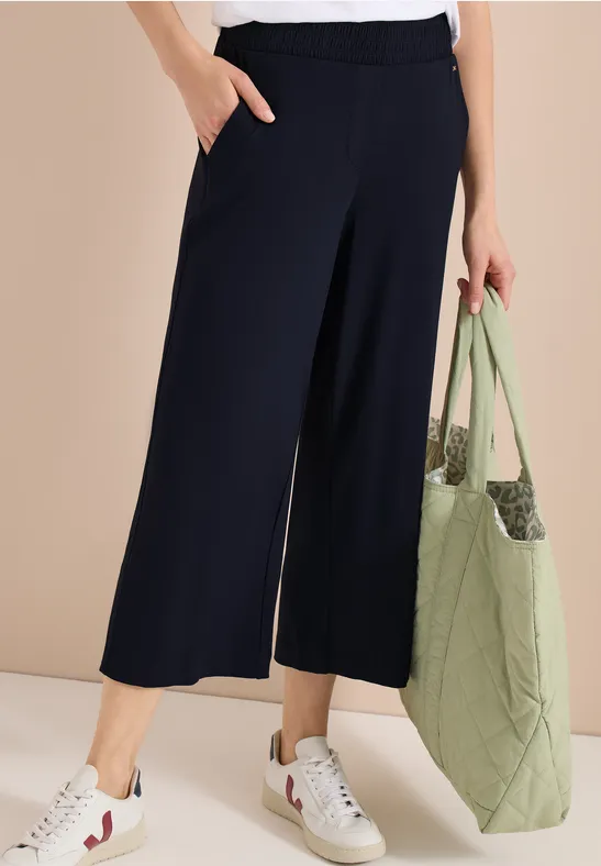 Cecil Damen High Waist Wide Leg Hose im Loose Fit in Blau, Gr: XXL