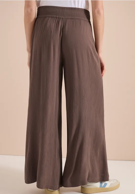 Cecil Damen Wide Leg Hose mit Crepe Struktur in Beige, Gr: XXL