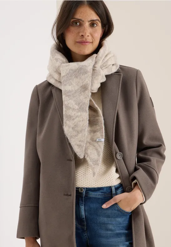 Cecil Damen Dreieckstuch mit Zebramuster in Beige, Gr: One size