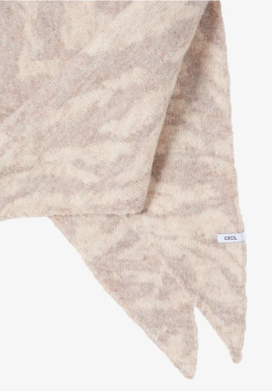 Cecil Damen Dreieckstuch mit Zebramuster in Beige, Gr: One size