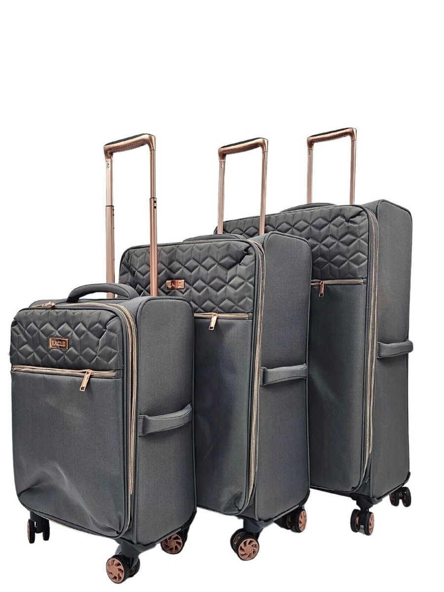 Graues Koffer-Set, 4-Rad-Gepäck, leichte Reisetaschen